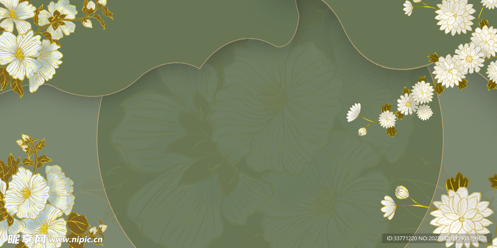 莫兰迪绿色菊花背景