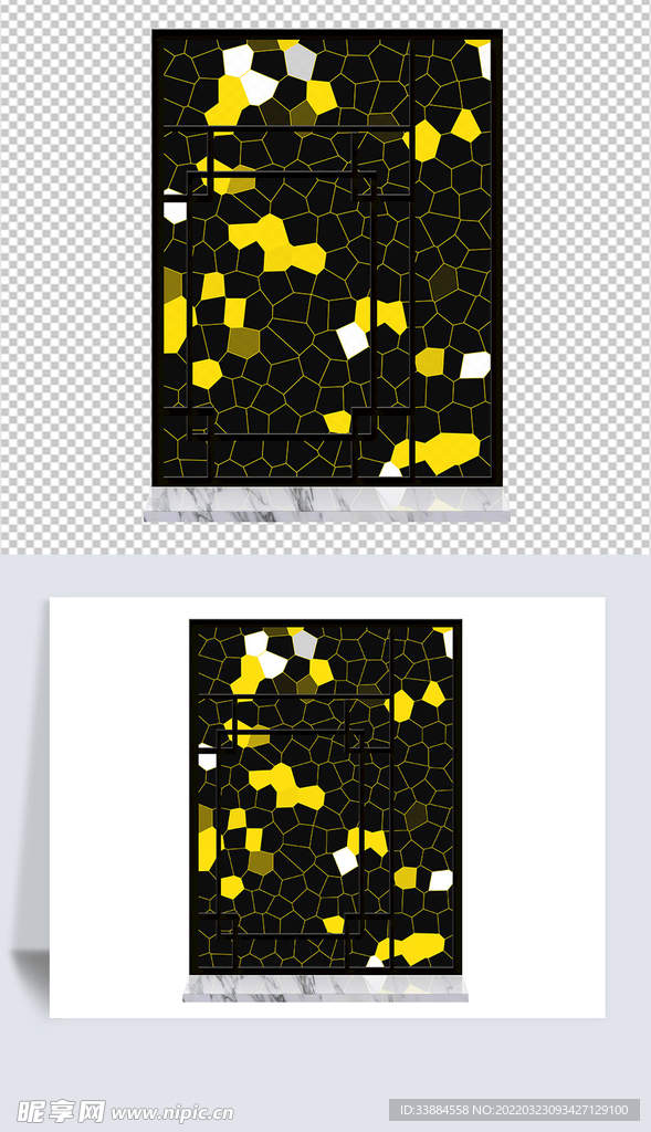黑白黄马赛克透明玻璃窗户背景素
