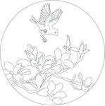 飞向玉兰花的鸟儿