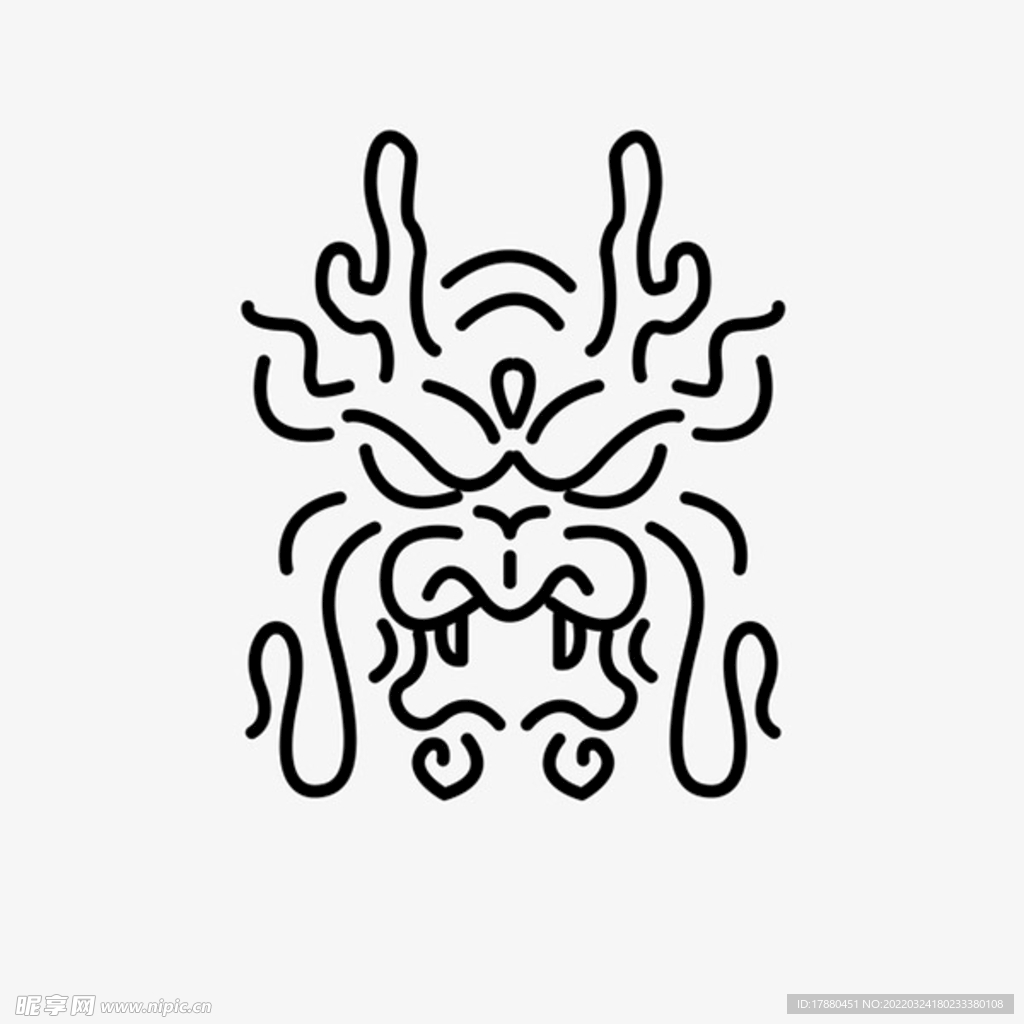 线条龙头图案