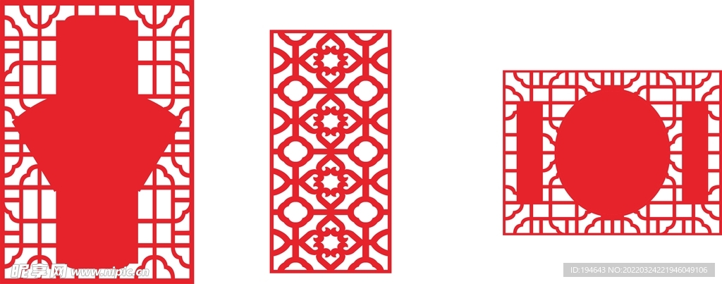 红色中国风花格