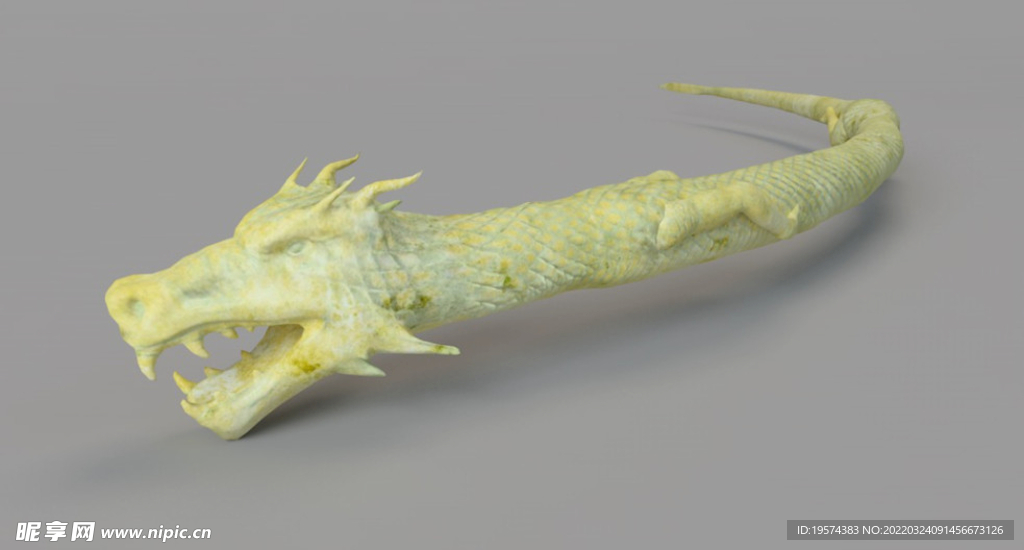 C4D模型金色青色小长龙