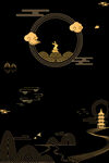 中秋节烫金黑色背景
