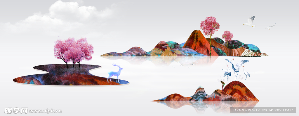  水墨山水画 