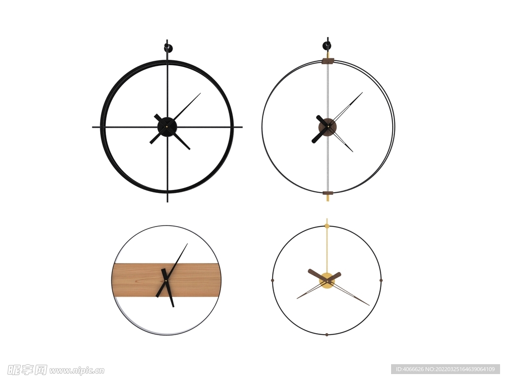 时尚4个时钟3d模型