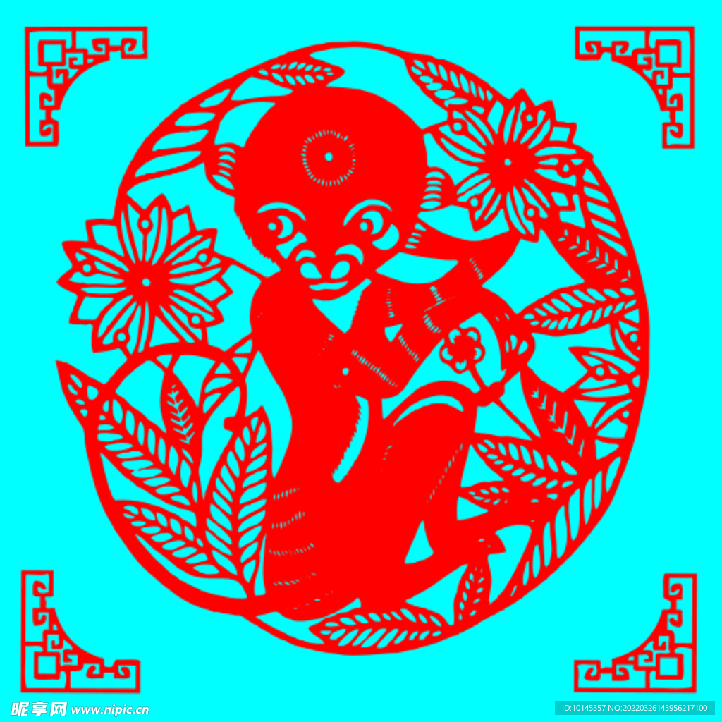 猴子剪纸