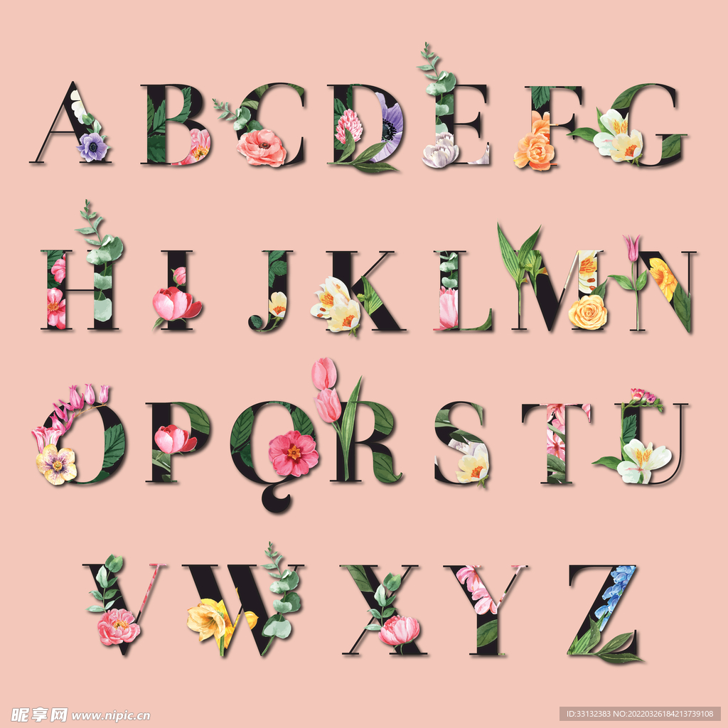 ABCDEFG 花草字母
