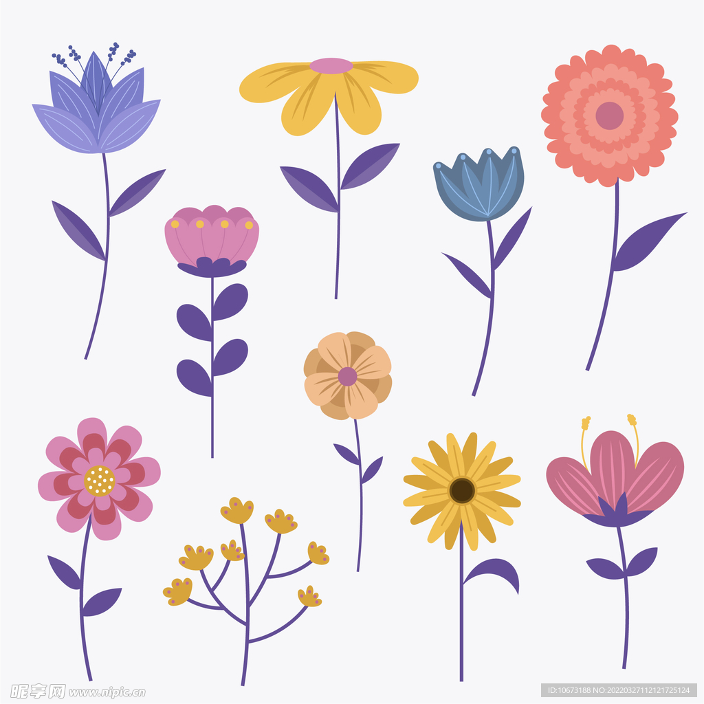 各种花朵手绘