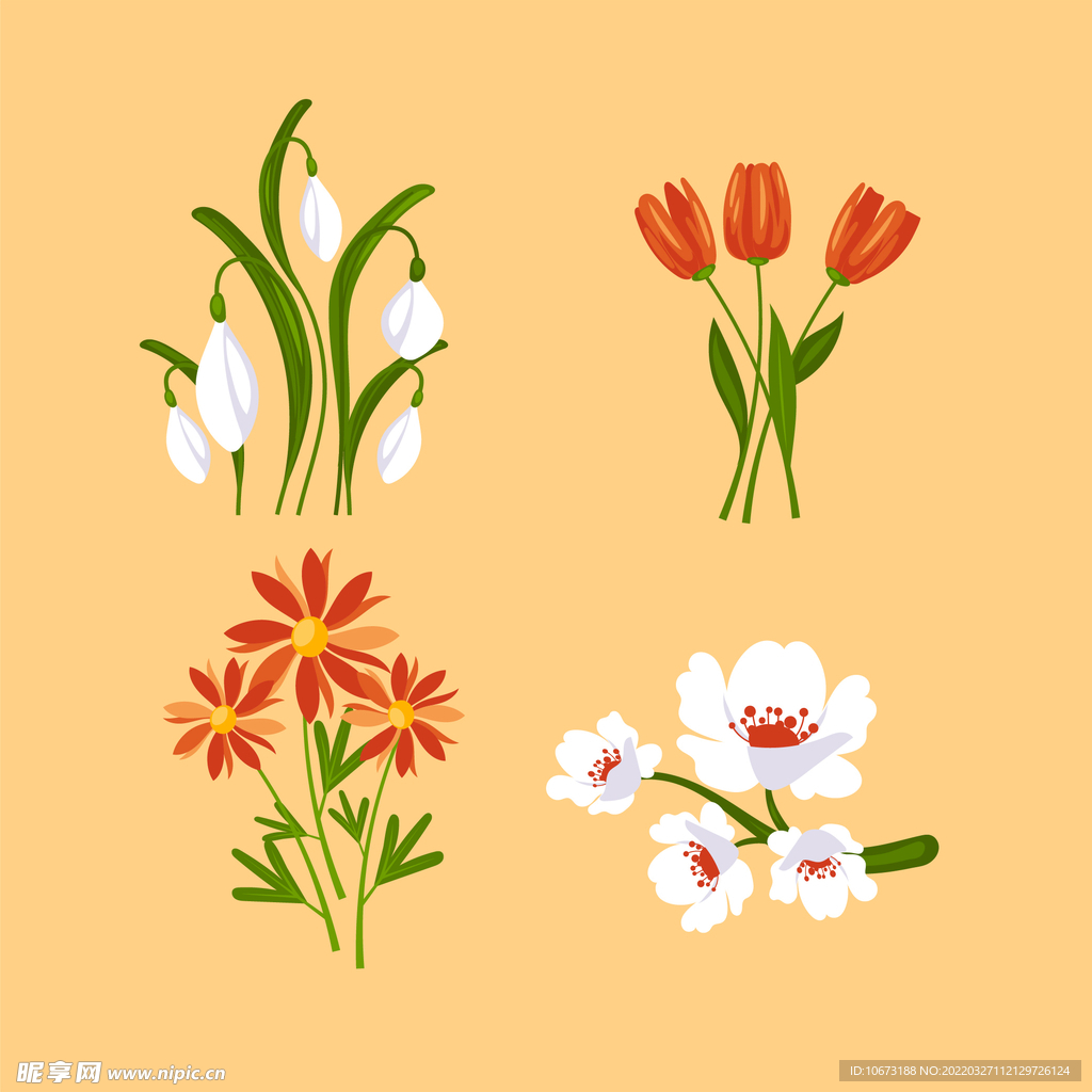 各种花朵手绘