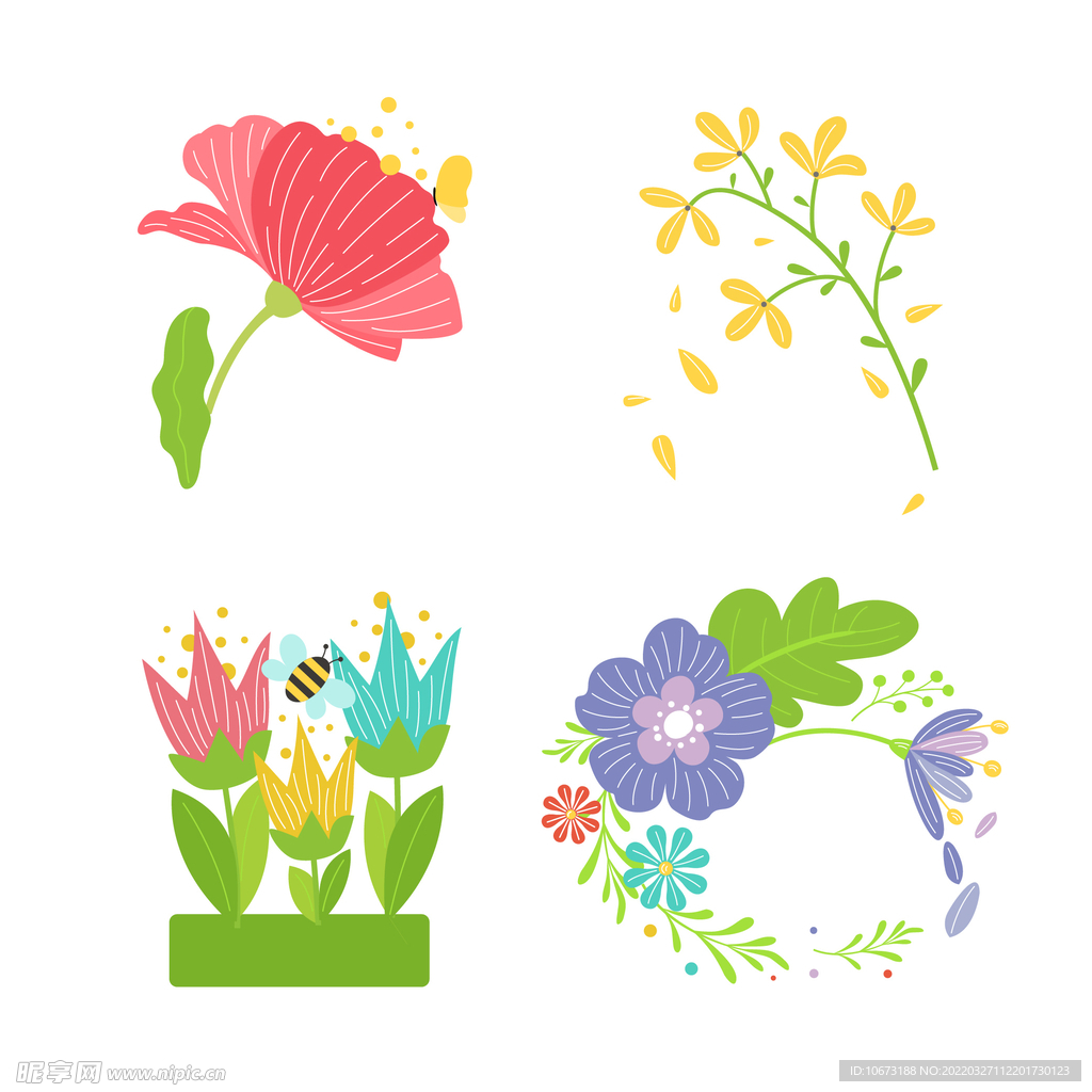 各种花朵手绘