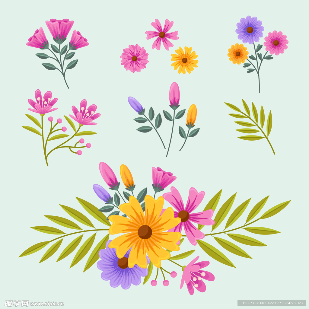 各种花朵手绘