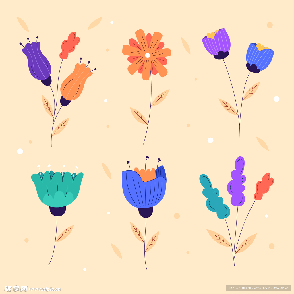 各种花朵手绘