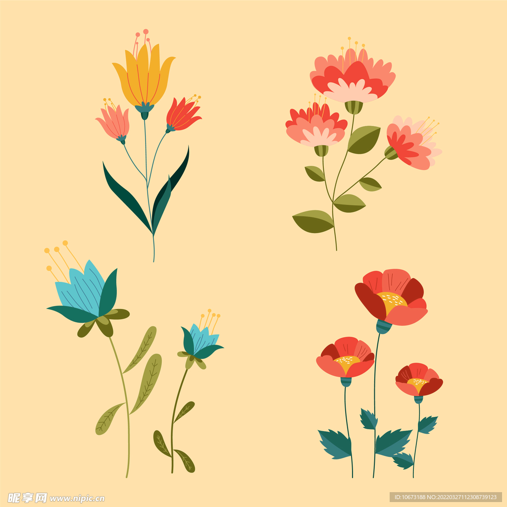 各种花朵手绘
