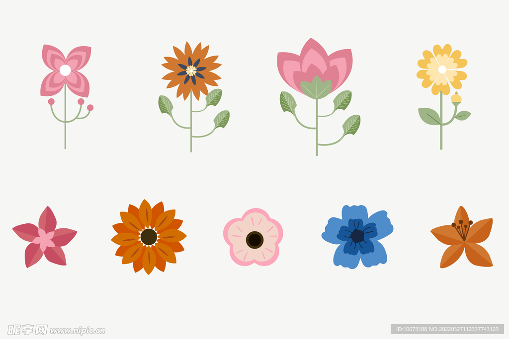 各种花朵手绘