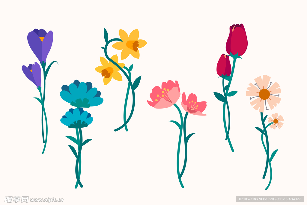 各种花朵手绘