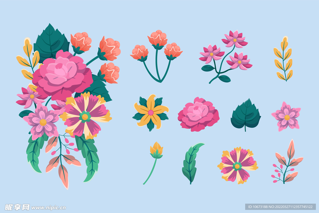 各种花朵手绘