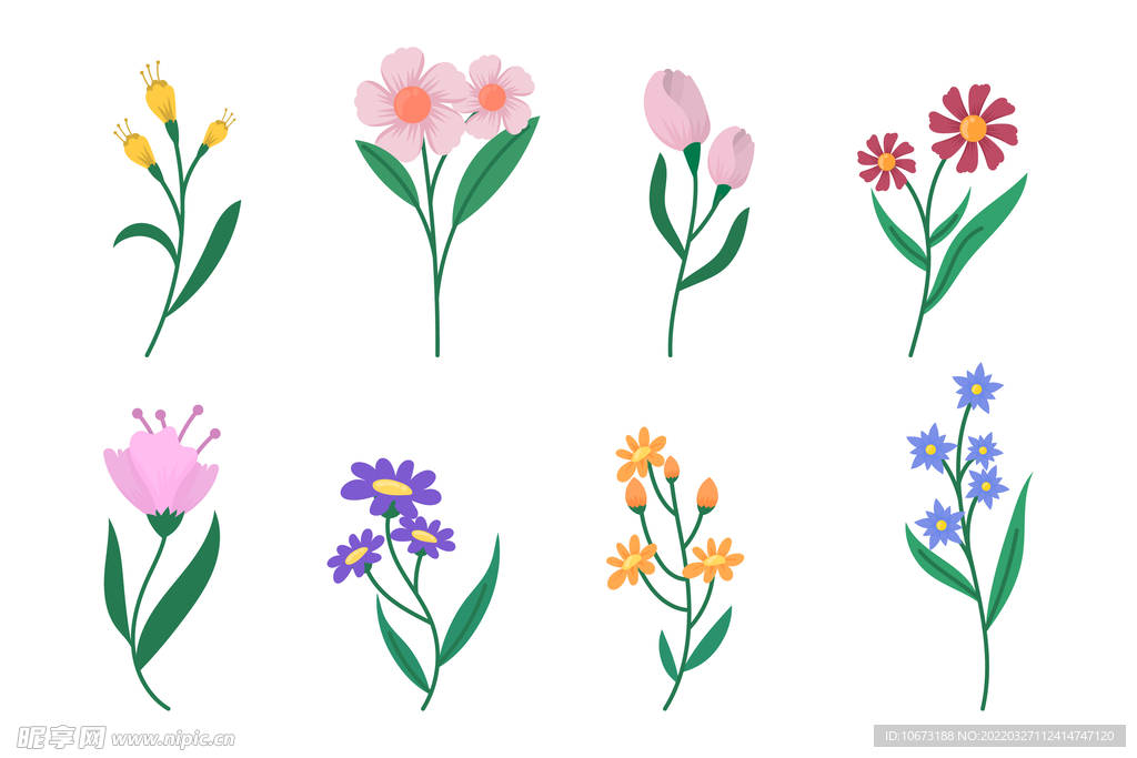 各种花朵手绘