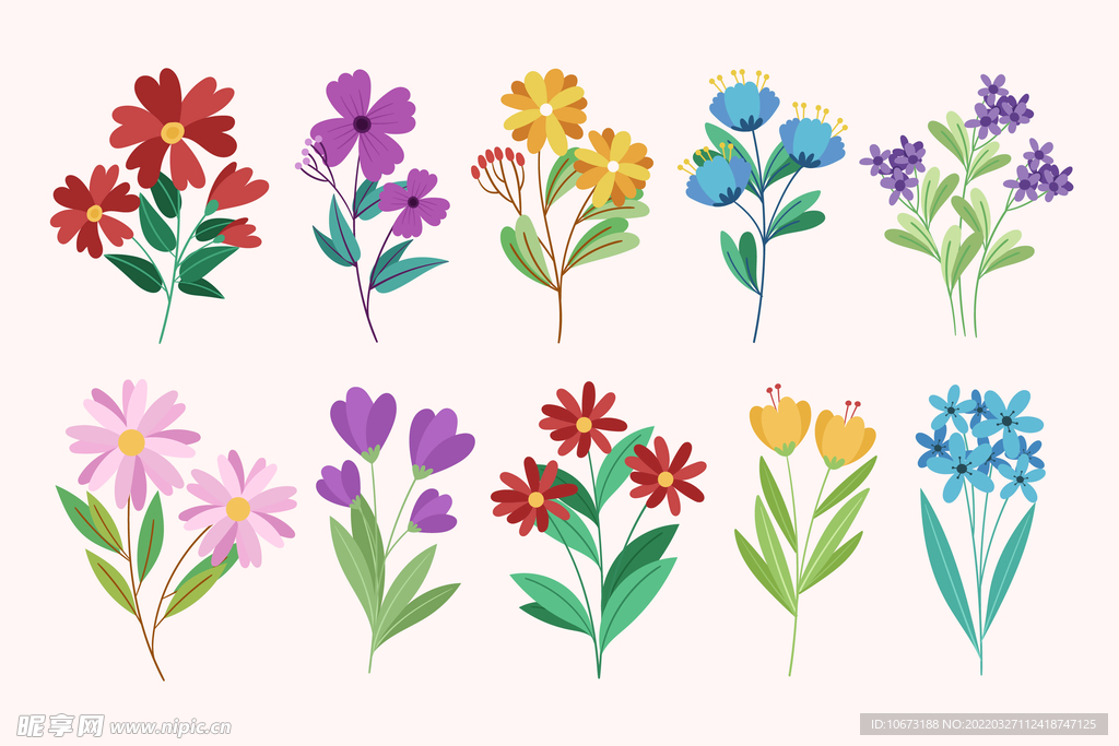 各种花朵手绘