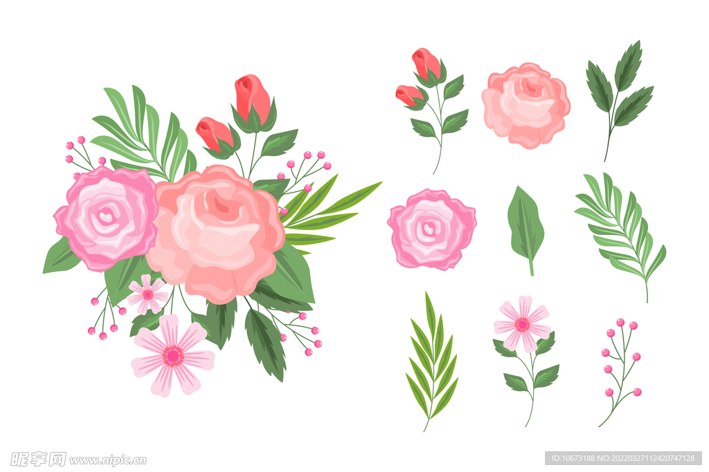 各种花朵手绘