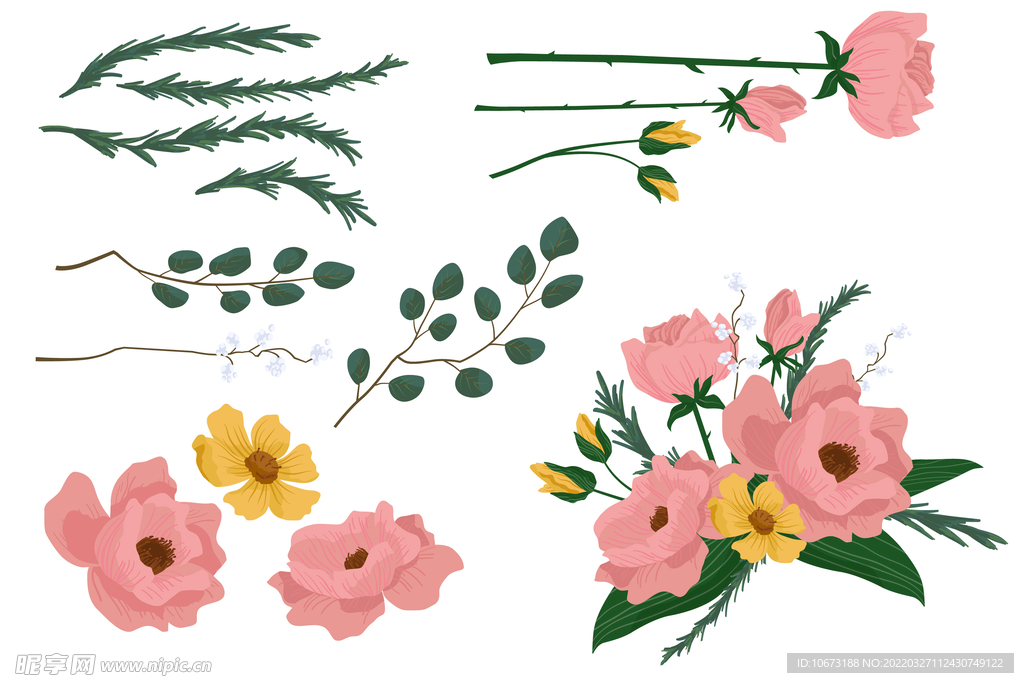 各种花朵手绘