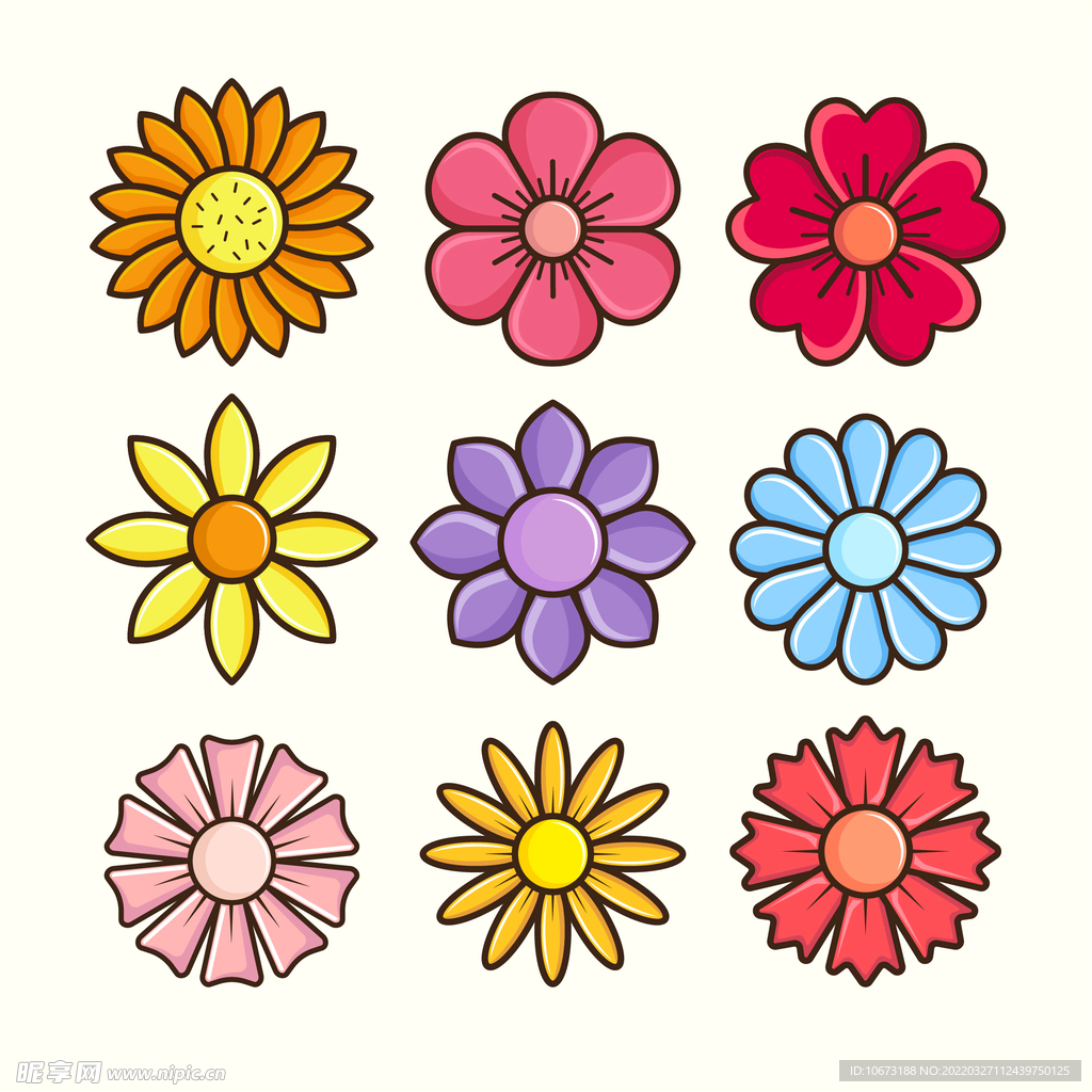 各种花朵手绘 