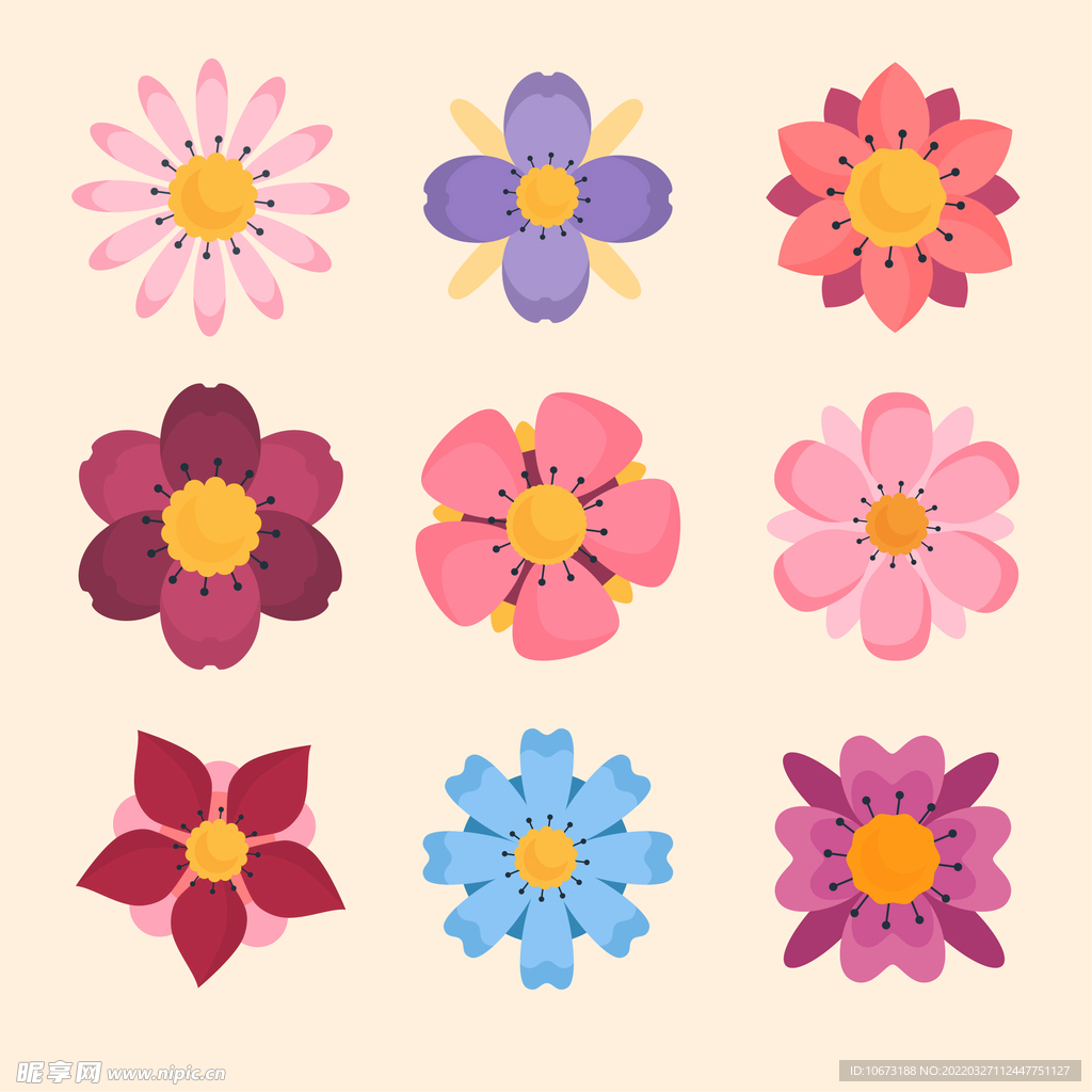 各种花朵手绘