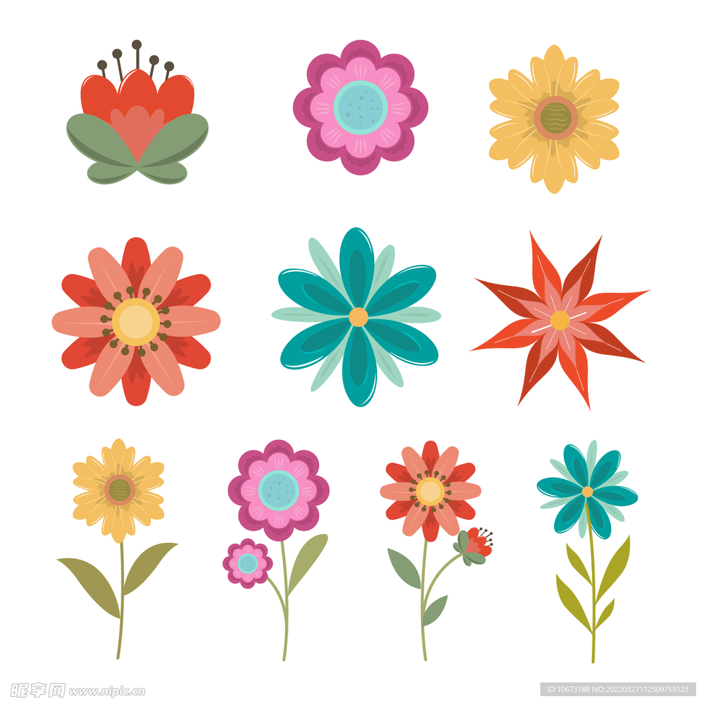 各种花朵手绘 