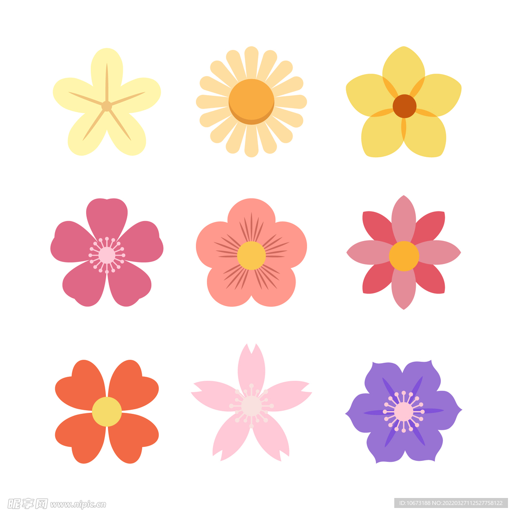 各种花朵手绘 
