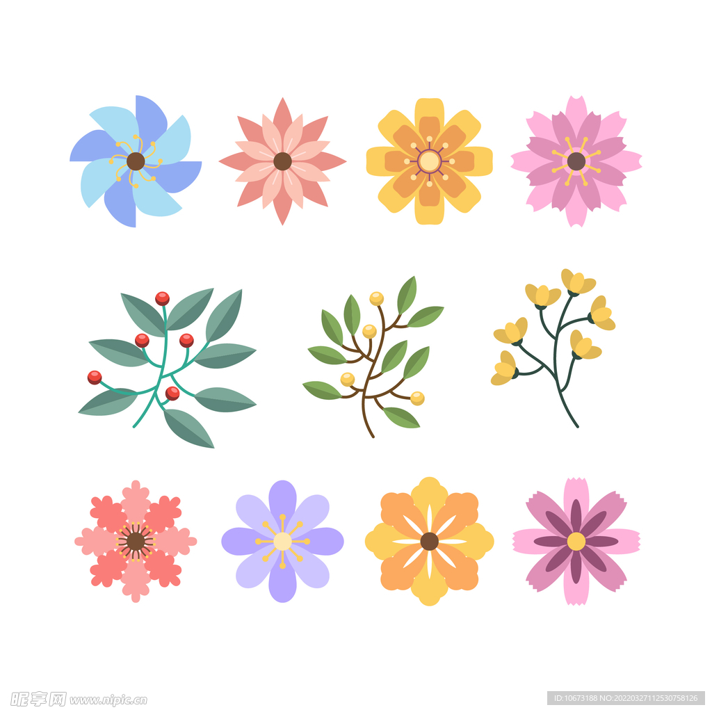 各种花朵手绘 