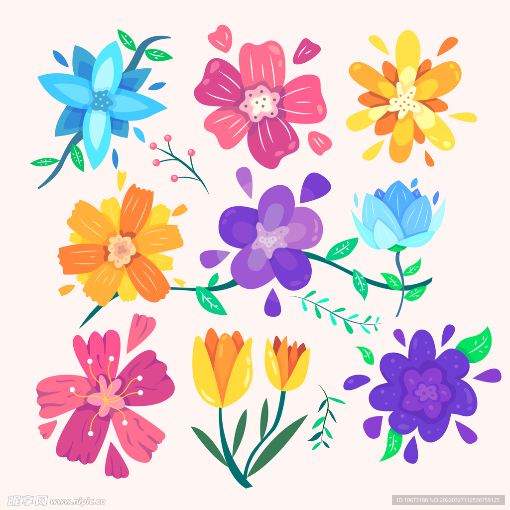 各种花朵手绘 