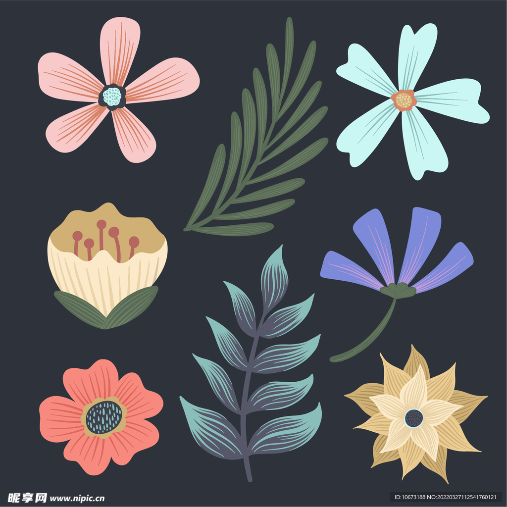 各种花朵手绘