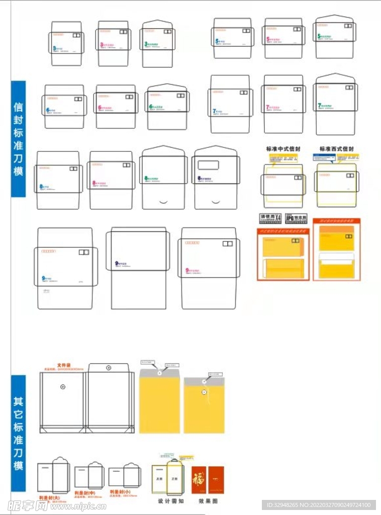 各种信封规格