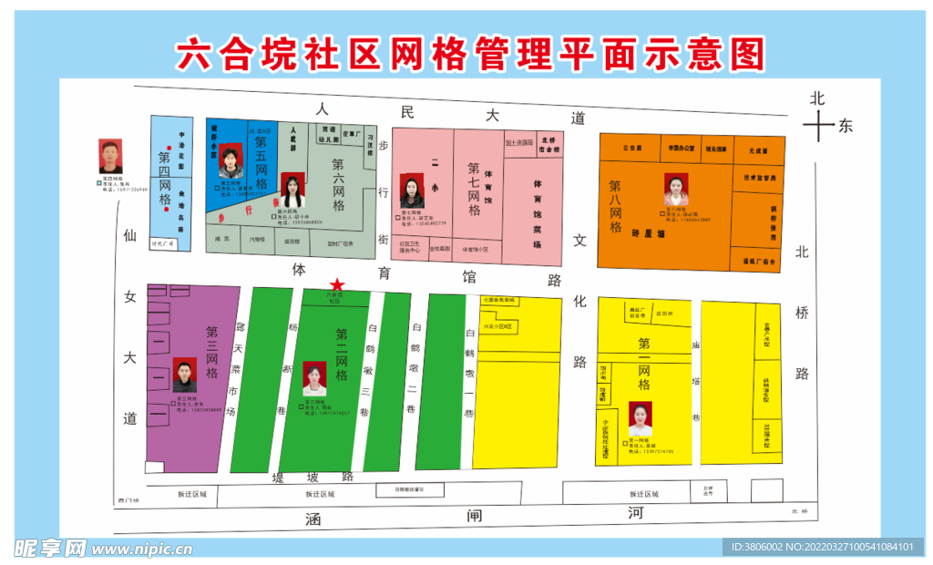 六合垸社区网格管理平面示意图