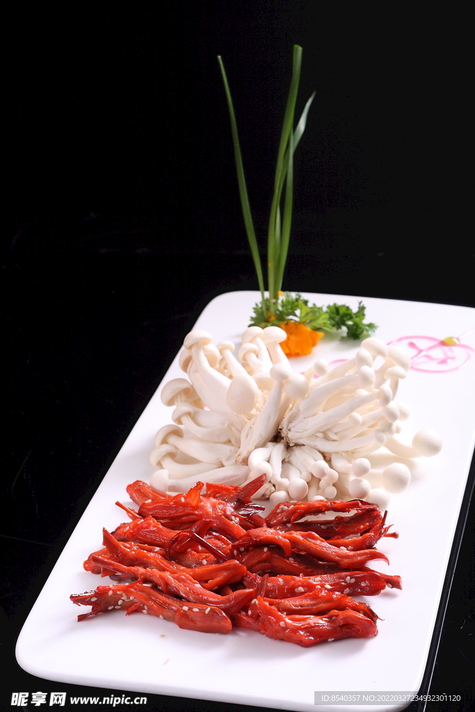 白玉菇爆鸭舌