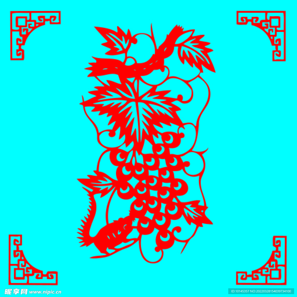 小老鼠吃葡萄剪纸
