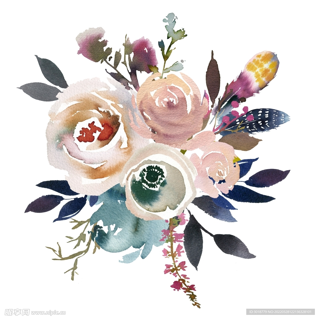 水彩花