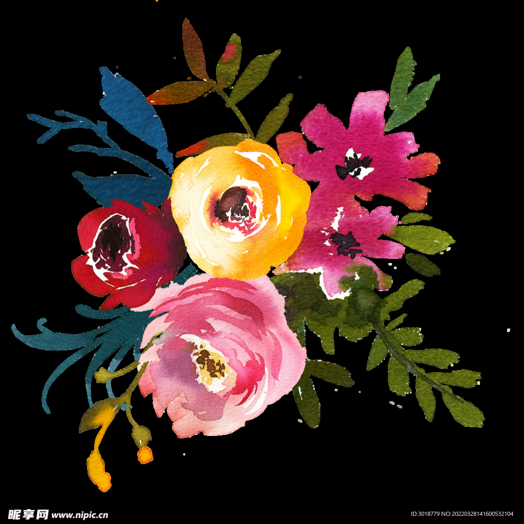 水彩花