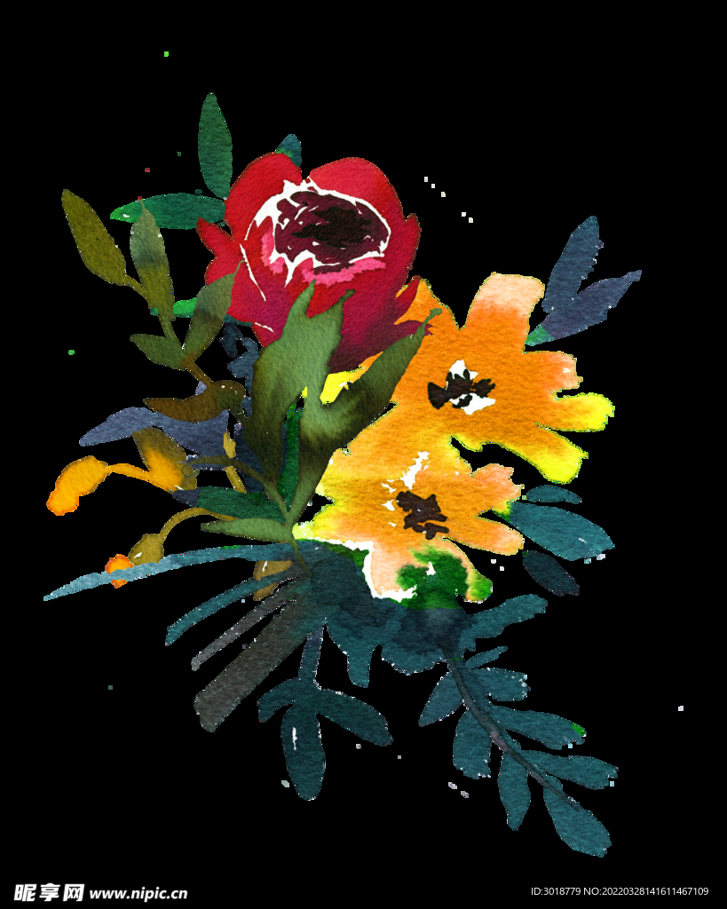 水彩花