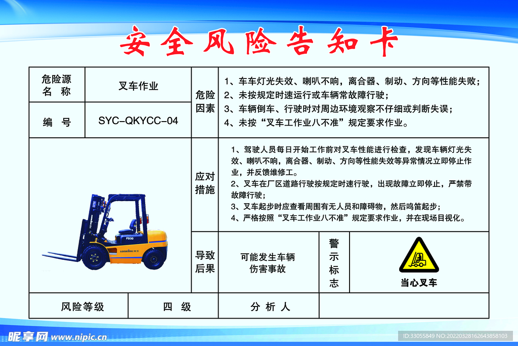 安全风险告知卡