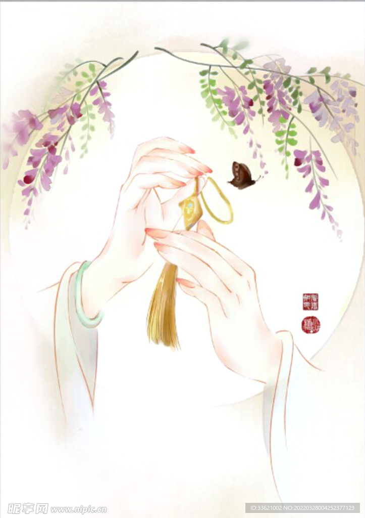 古风水彩画  