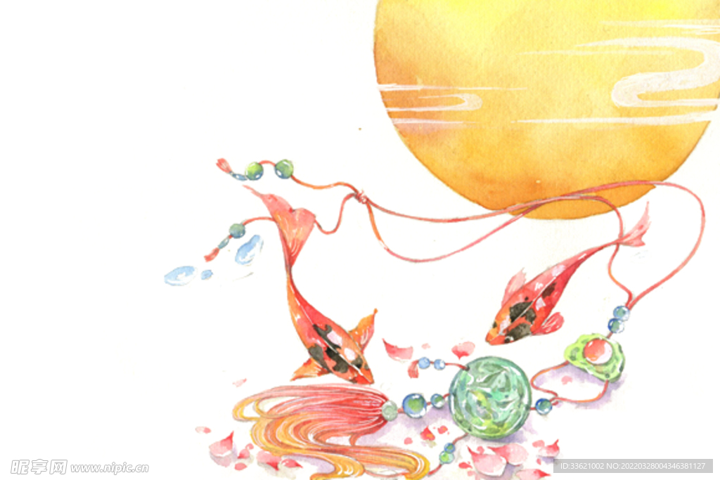 古风水彩画 