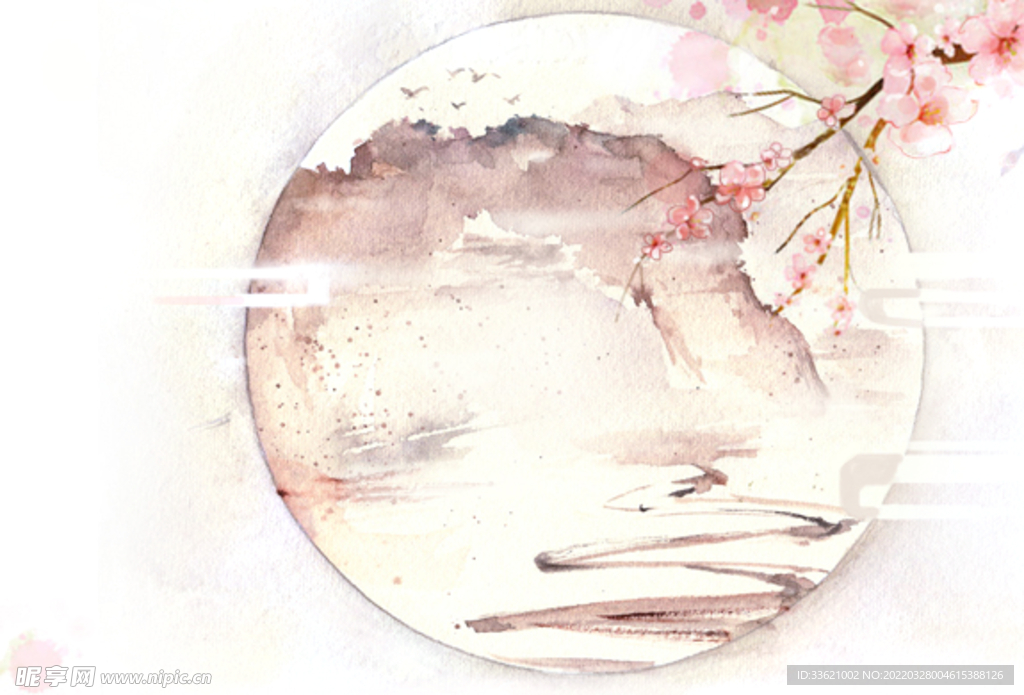古风水彩画  