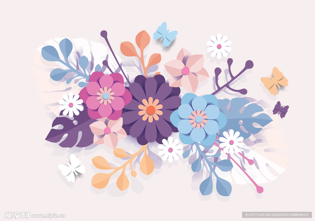 清新立体花卉背景