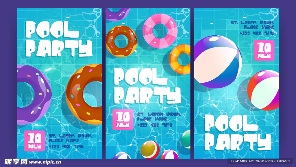 泳池海报 甜甜圈