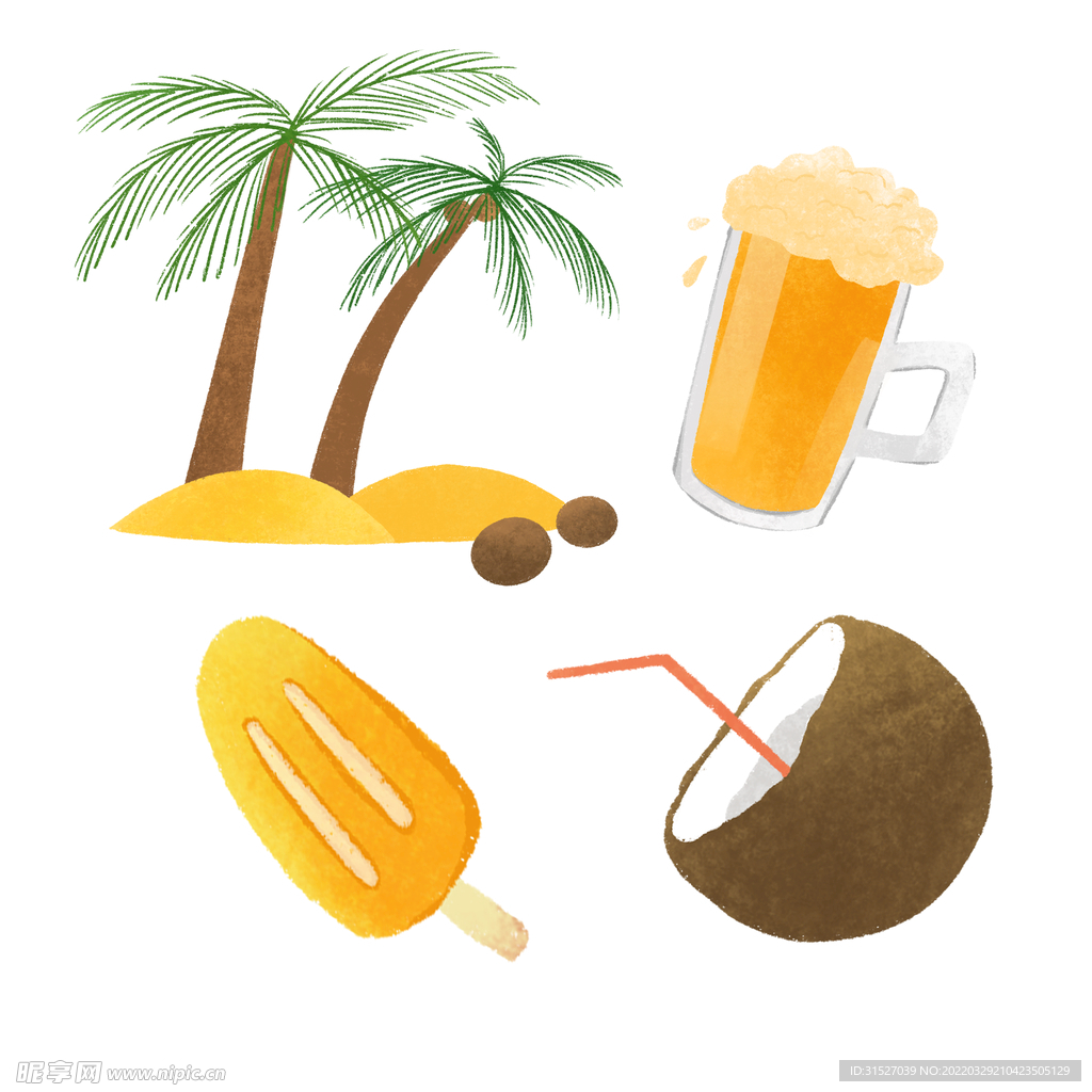 夏日椰树元素插画