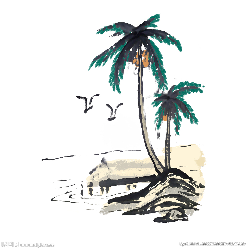 水彩椰树插画