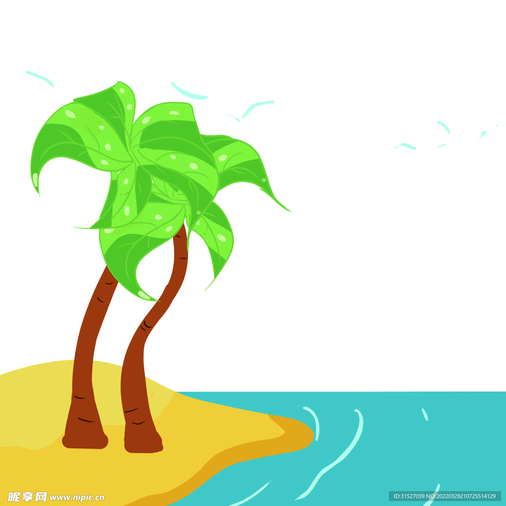 沙滩椰树插画