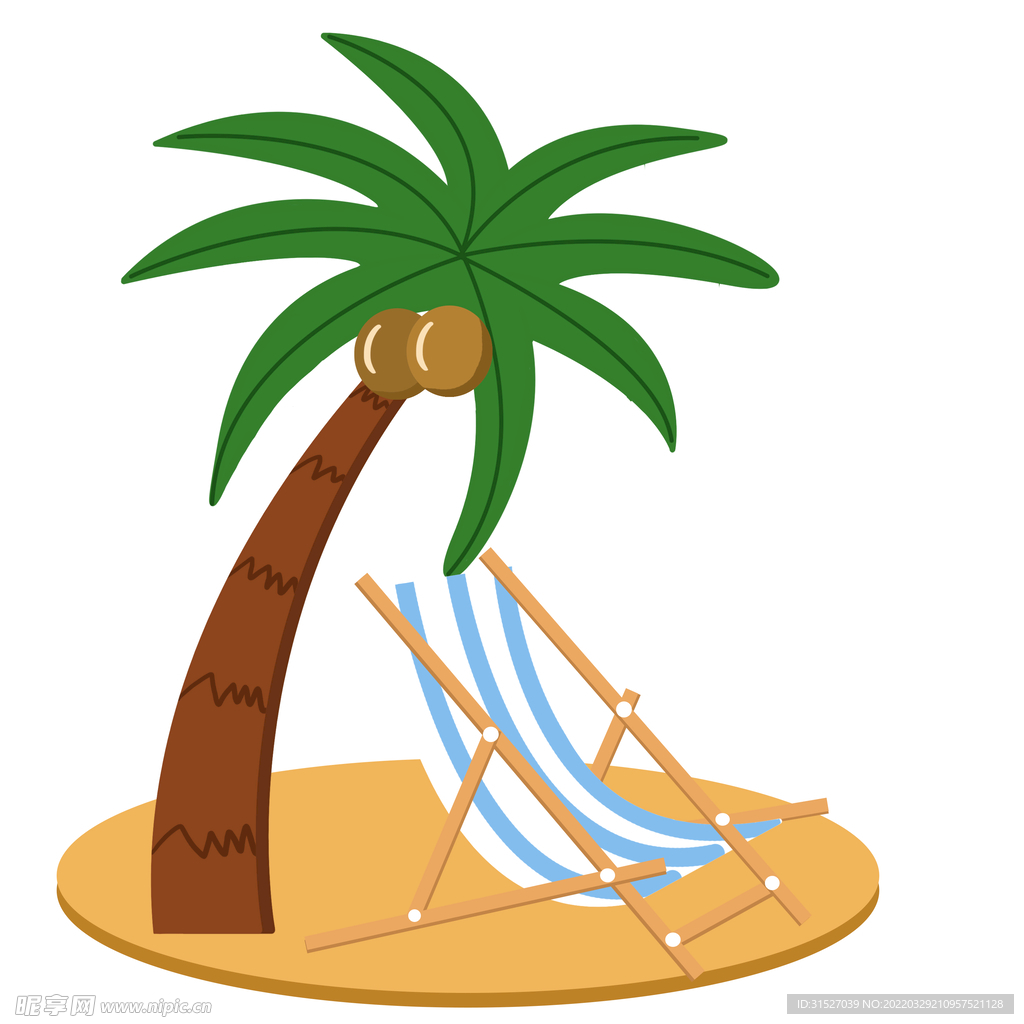 手绘海滩椰树