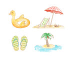 夏日海滩椰树插画