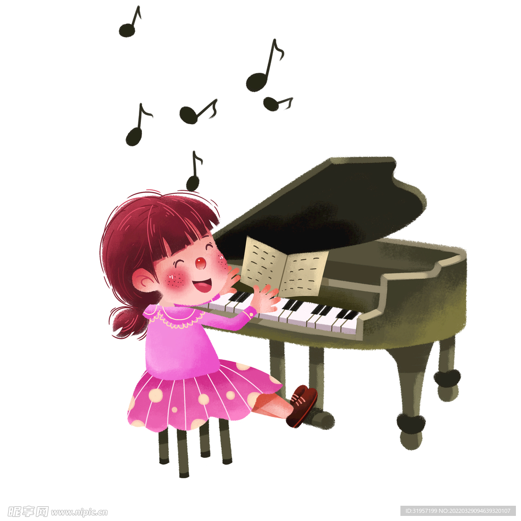 弹钢琴小女孩